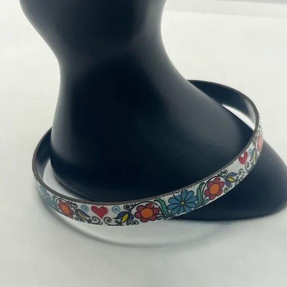Vintage Enamel painted Bangle Bracelet Handmade in
Austria Floral Art multicolor - Picture 9 of 14